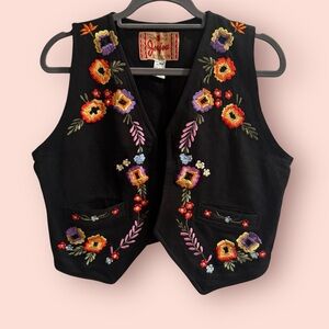Vintage Jou Jou Floral Embroidered Vest